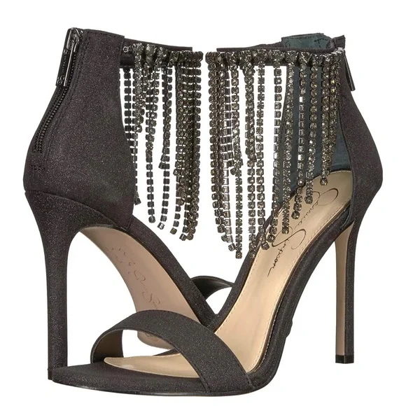 Jessica Simpson rhinestone fringe heels - Picture 1 of 9